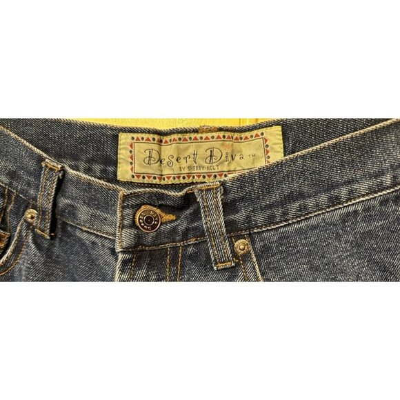 Desert Diva By Sherry Holt Denim Skirt Size Small Rodeo  Maxi USA Made Graphic - Picture 2 of 3